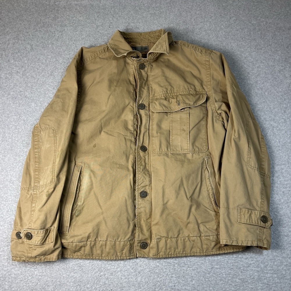 Vintage GAP Jacket Mens XXL Beige Military Full Zip Flyers Army Alpine Stencil
